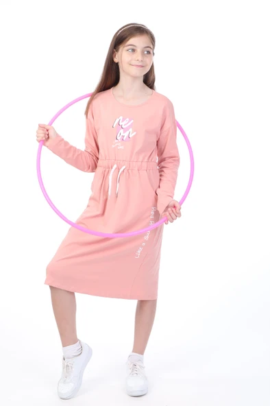 Toontoy Kız Çocuk  Neon Baskılı Elbise - 6