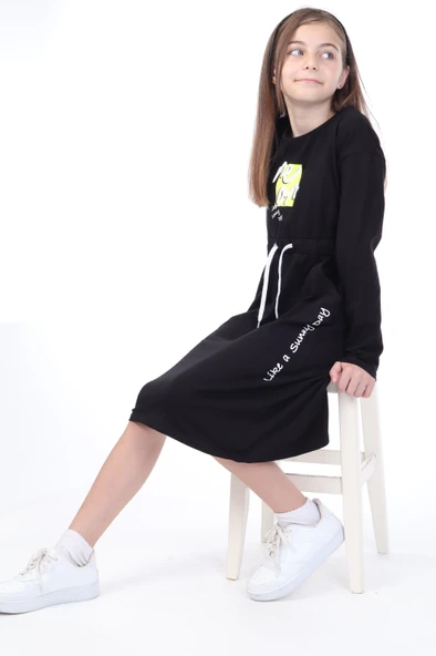 Toontoy Kız Çocuk  Neon Baskılı Elbise - 3