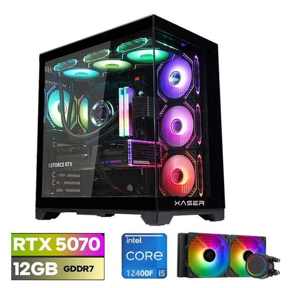 Xaser Lexus x550 i5 12400F 32GB Ram 1TB M.2 NVMe SSD 12GB RTX5070 Sıvı Soğutmalı Oyuncu Bilgisayarı
