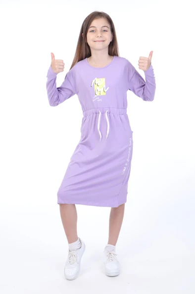 Toontoy Kız Çocuk  Neon Baskılı Elbise