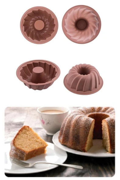 Silicolife 2’li Silikon Kek Kalıbı Seti, Baton Kek Kalıbı ve Burgu Kek Kalıbı Seti Yerli Üretim Kahve - 2