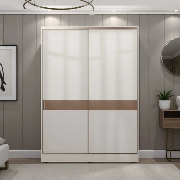 Milano Sürgülü Gardırop - Vizon/Zebra 160x223x60 cm
