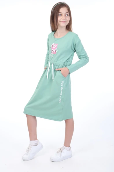 Toontoy Kız Çocuk  Neon Baskılı Elbise - 10