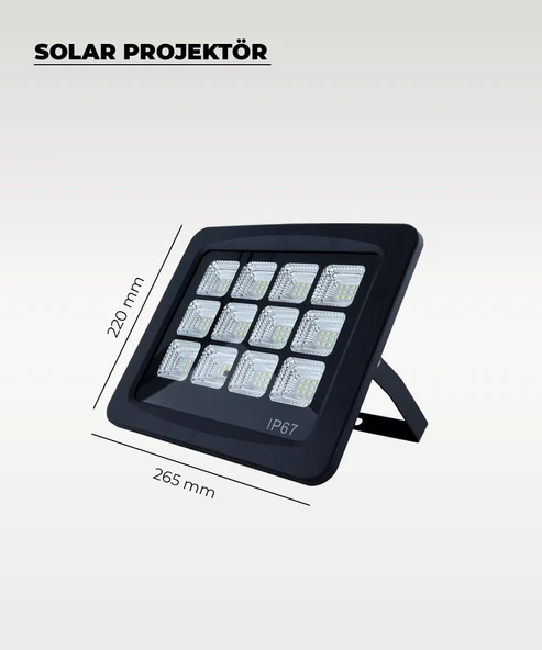 120W  Solar Projektör IP67 Beyaz Işık (Su Geçirmez - Dış Mekan) - 3