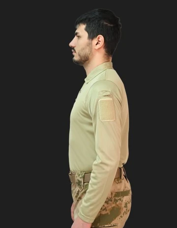 TAKTİKAL TİŞÖRT UZUNKOL BEJ YAKALI - 2