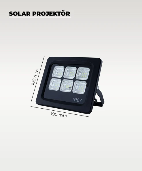 60W  Solar Projektör IP67 Beyaz Işık (Su Geçirmez - Dış Mekan) - 3