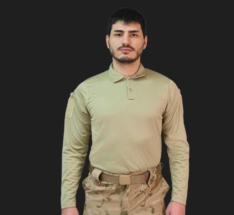 TAKTİKAL TİŞÖRT UZUNKOL BEJ YAKALI