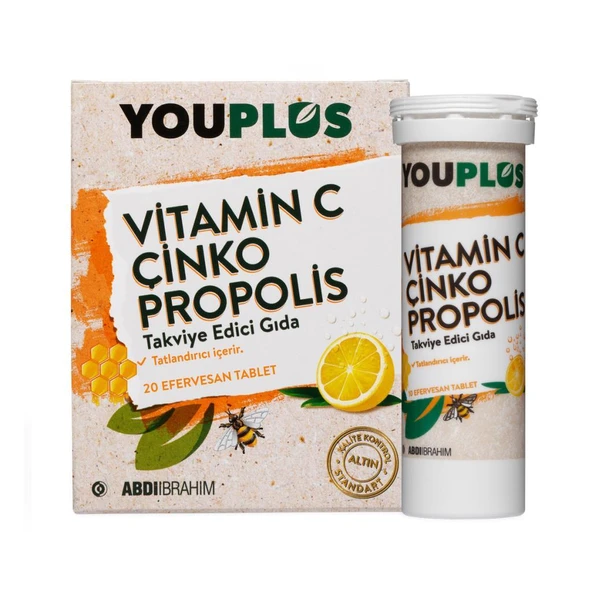 Youplus Vitamin C Çinko Propolis 20 Efervesan Tablet ürün görseli 1