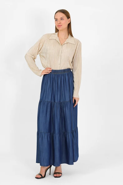 BELİ LASTİKLİ BÜZGÜLÜ ETEK - 11