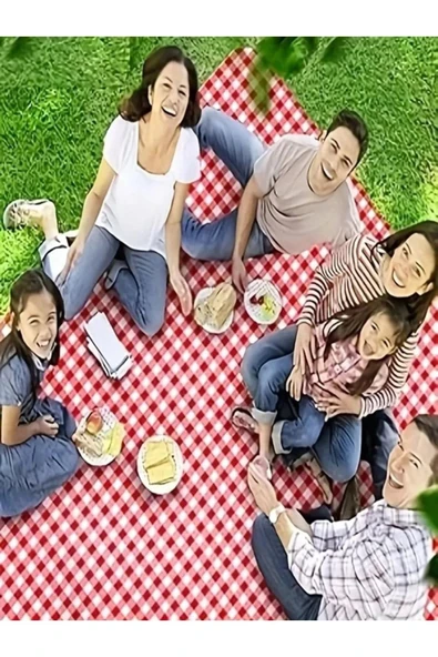 ribac Pinteres Piknik Örtüsü 200x150 cm Su Geçirmez Çift Katlı Kamp ve Plaj Örtüsü - 3