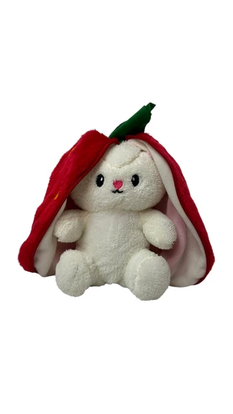 ribac Sevimli Çilek Tavşan Peluş Çantalı Hediyelik 50 cm Oyuncak - 7