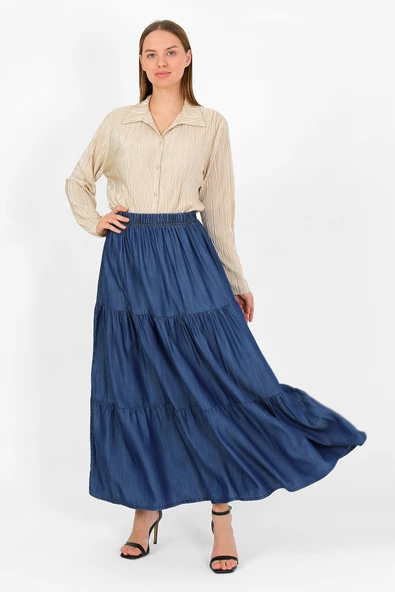 BELİ LASTİKLİ BÜZGÜLÜ ETEK - 8