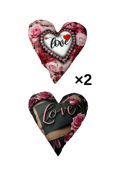 ribac 2'li LOVE Yazılı Dekoratif Yastık Seti Şık ve Yumuşak Dolgulu Pembe