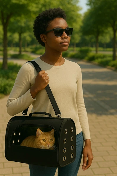 ribac Şeffaf Siyah Kedi Köpek Taşıma Çantası