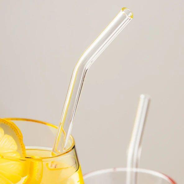 Perotti Straw 6'lı Şeffaf Cam Eğimli Isıya Dayanıklı (Borosilikat) Pipet Ve 1 Adet Pipet Temizleme Fırçası - 2