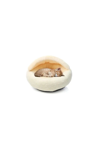 ribac Afrodit Pet Kedi Köpek Yuvarlak Yatak Peluş Sıcak ve Yumuşak Puf Yatak - 1