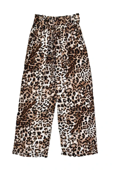 Kız Çocuk Emprime Bol Paçalı Lastikli Bağcıklı Pantolon BGL-ST04625 - 2