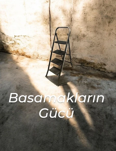 Saraylı hardy siyah pratik seyyar merdiven 4 basamak - geniş basamaklı - 3