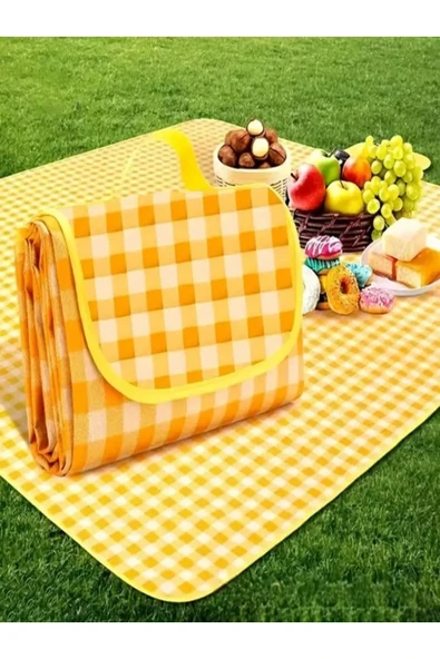 ribac Pinteres Piknik Örtüsü 200x150 cm Su Geçirmez Çift Katlı Kamp ve Plaj Örtüsü