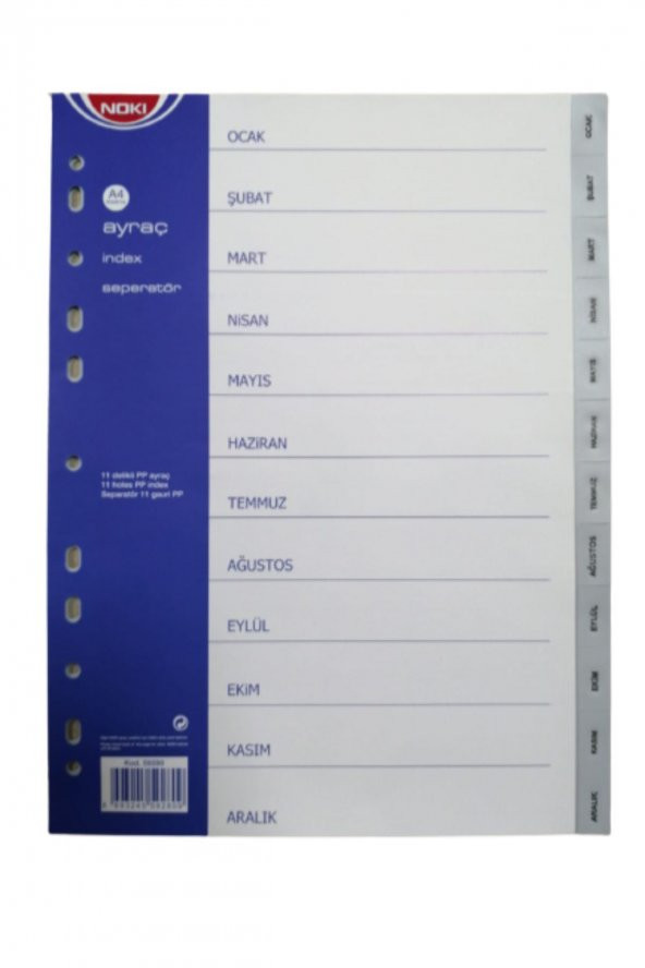 Plastik Seperatör Ocak Aralık 12 li Ayraç Aylar A4 1 Adet - 2