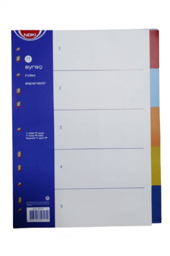 Plastik Seperatör 5 Renkli Ayraç A4 6 adet - 2