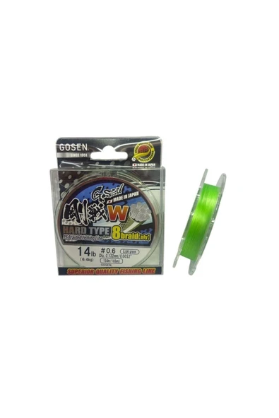 Gosen W8 Hard Type PE 8 Örgü Spin 0.6 İp Misina A.Yeşil 150mt