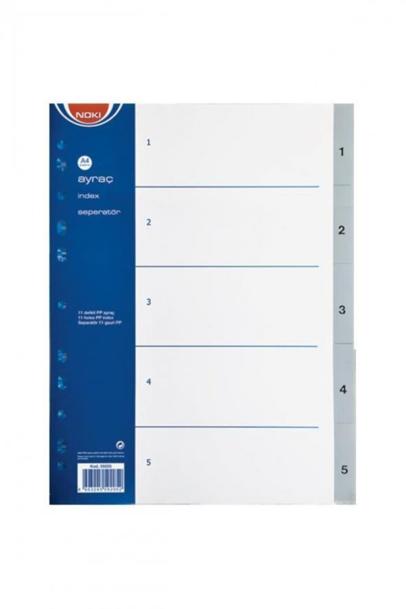 Plastik Seperatör 5 Gri Ayraç A4 6 adet