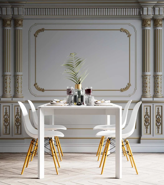 3 Boyutlu Saray Sutun Altın Motif Duvar Kağıdı Baskı - 5