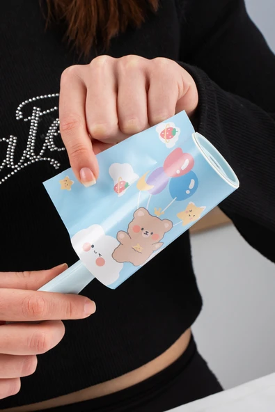 Porsima 3105 Kedi Köpek Tüy Toplayıcı Rulo + 10 Adet Rulo + 2 Adet Tutma Aparatı Toplam 300 Yaprak Mavi - Resim 3