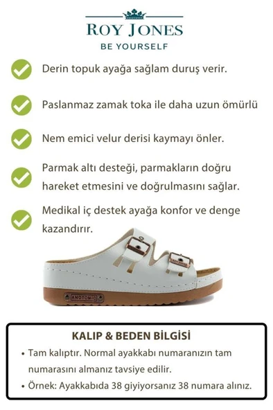 ROY JONES 3001 BEYAZ TOKALI COMFORT CASUAL ANATOMİK DOLGU TABAN TERLİK - 8