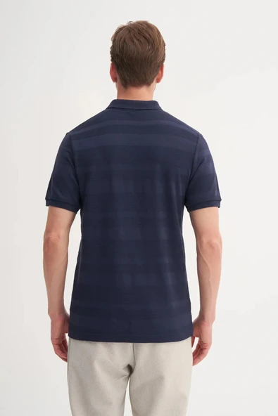 Cazador Polo Yaka Regular Fit Örme Çizgi Dokulu Tişört - Resim 4