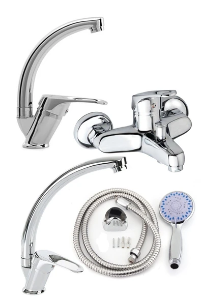 Rainex 4'lü Mix Banyo Lavabo , Eviye Batarya Seti Ve Duş Seti.