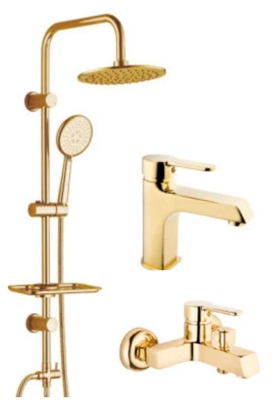 Kare Banyo Gold Serisi Mutfak, Lavabo, Banyo, Set 3 Parça Yüksek Kalite 5 Yıl Garantili - 2