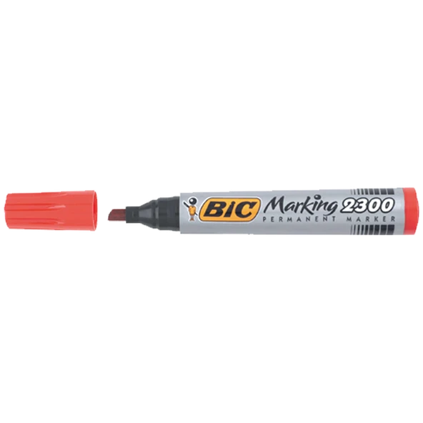 Bic Markör Permanent Kesik Uçlu Kırmızı 2300 03 (12 adet)