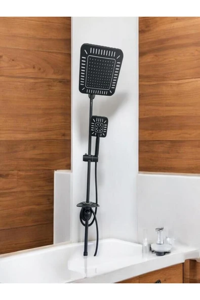 Umay Yapı Malzemeleri Siyah Labirent Desenli Yağmurlama Tepe Duş Sistemi – Modern Tasarım, Spa Keyfii