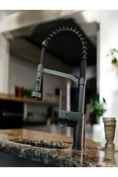 Umay Yapı Malzemeleri Premium Mat Siyah Endüstriyel Mutfak Bataryası ürün görseli