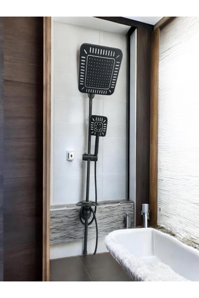 Umay Yapı Malzemeleri Siyah Labirent Desenli Yağmurlama Tepe Duş Sistemi – Modern Tasarım, Spa Keyfii - 4