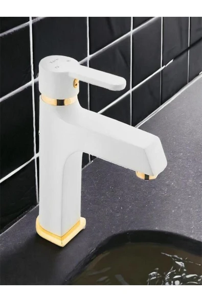 Kare Banyo Stil Mix Lavabo Bataryası Beyaz