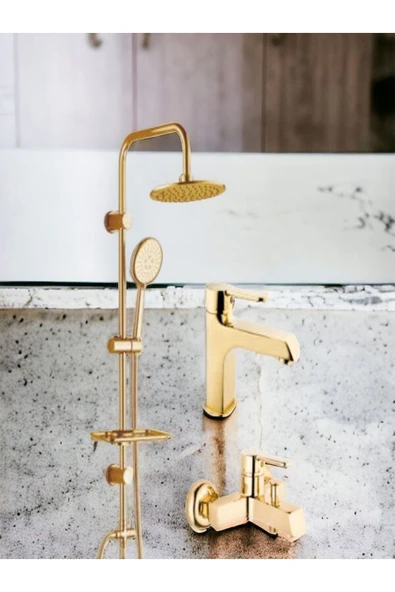 Kare Banyo Gold Serisi Mutfak, Lavabo, Banyo, Set 3 Parça Yüksek Kalite 5 Yıl Garantili - 3