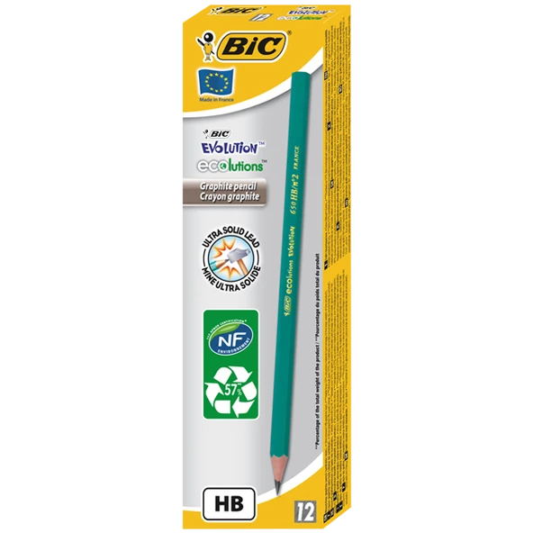 Bic Kurşun Kalem Eco Evolution 650 HB Köşeli 880311  (12 li)