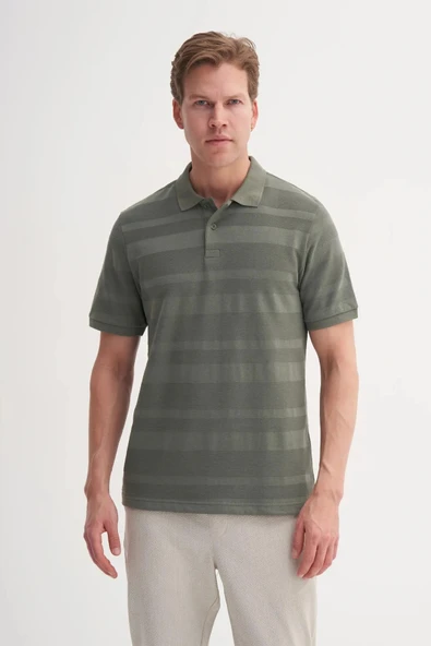 Cazador Polo Yaka Regular Fit Örme Çizgi Dokulu Tişört - Resim 2