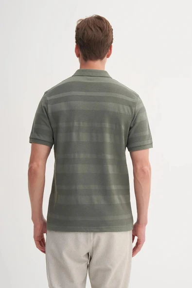 Cazador Polo Yaka Regular Fit Örme Çizgi Dokulu Tişört - Resim 4