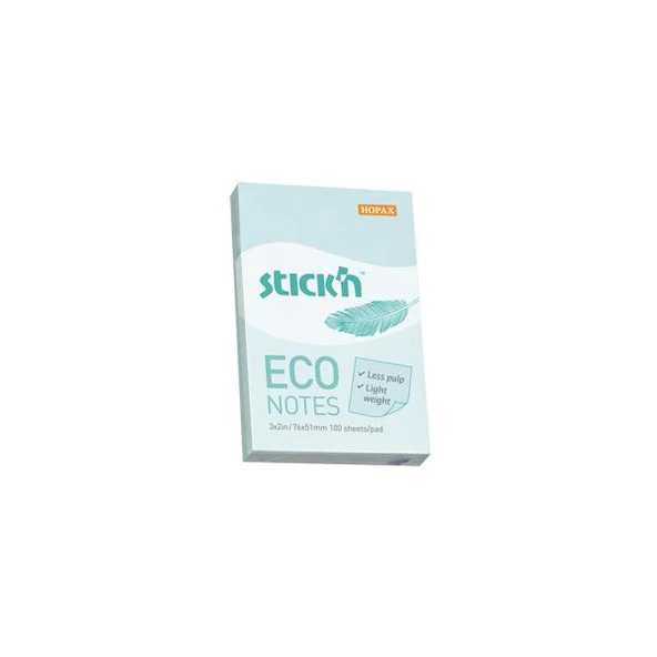Hopax Stıckn Yapışkanlı Not Kağıdı (12 adet) 100 YP 76x51 Eco Patel Mavi 21743 - 2