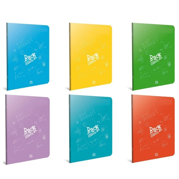 Gıpta (12 li)Back Tel Dikiş Plastik Kapak Defter A5 80 YP Kareli 4995