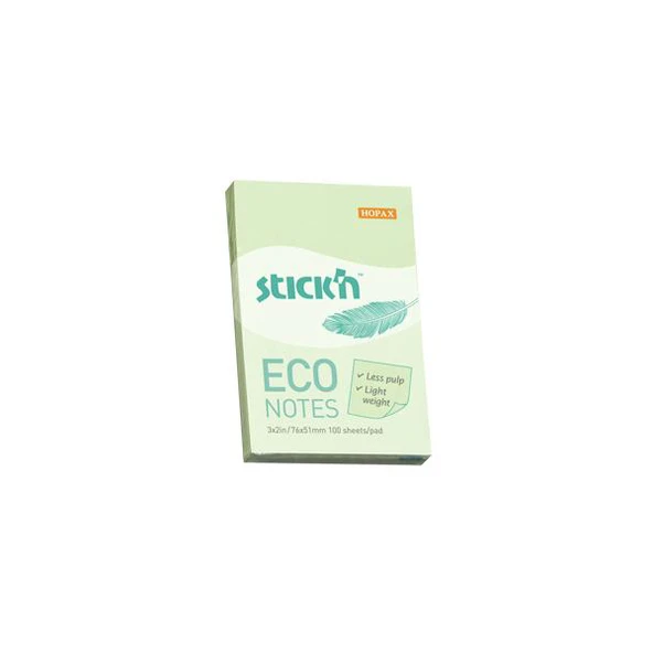 Hopax Stıckn Yapışkanlı Not Kağıdı (12 adet) 100 YP 76x51 Eco Patel Yeşil 21744