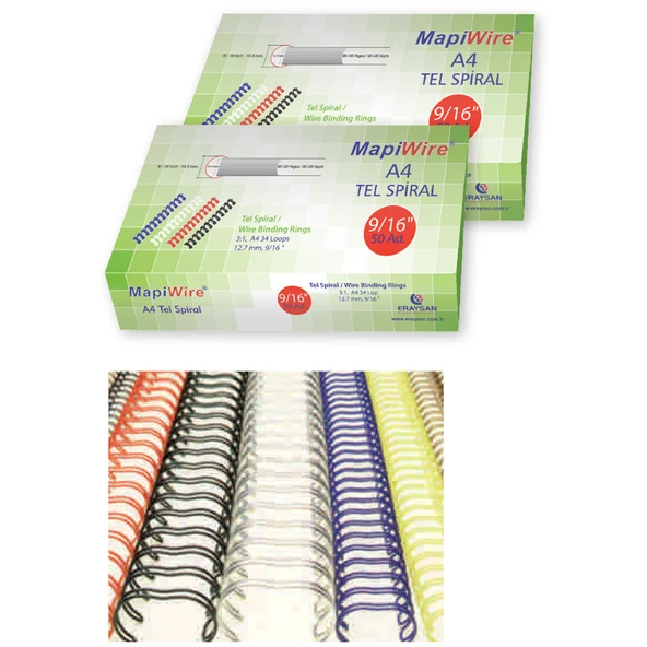 Mapiwire Spiral Tel 3:1 Aralık 60-75 YP 7/16 Beyaz (1 Paket 100 Adet)