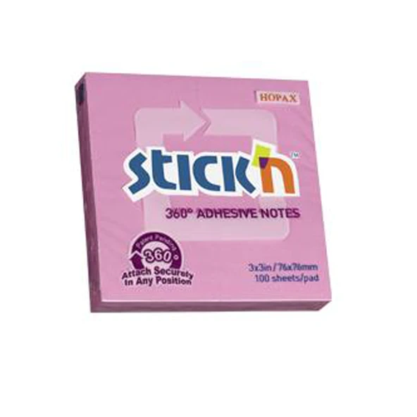 Hopax Stıckn Yapışkanlı Not Kağıdı (12 adet) 360° 100 YP 76x76  mmPembe 21554 - 2
