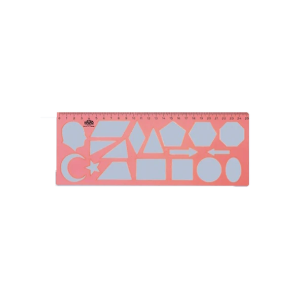 Hatas Geometrik Şablon Cetvelli Atatürklü 25 CM (25 adet)02285 - 2