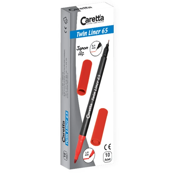 Caretta Twinliner Çift Uçlu Keçeli Kalem 0.4 MM-1.0 MM Mor 10 LU 65/12-10-LI-PKT