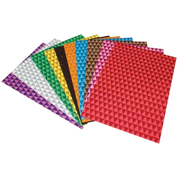 Lino Eva (1 Paket 10 Adet) Üçgen Desenli 20x30 2 MM 10 Renk Simli